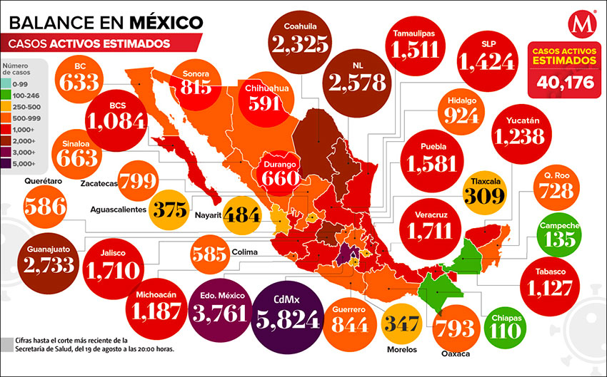 Active coronavirus cases as of Wednesday.