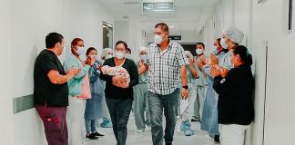 Sofía gets a send-off from Chiapas hospital staff.
