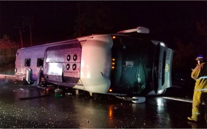 The bus rolled over on the Mexico City-Toluca highway.