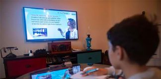 student learning remotely