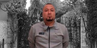 El Marro outside the property where he was arrested Sunday morning.