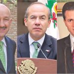 Former presidents, from left, Salinas, Calderón and Peña Nieto.