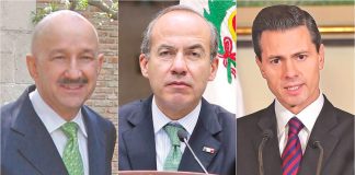Former presidents, from left, Salinas, Calderón and Peña Nieto.
