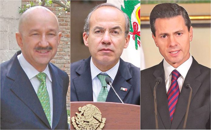 Former presidents, from left, Salinas, Calderón and Peña Nieto.