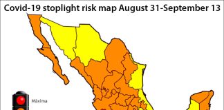 Mexico changes color as the coronavirus risk level drops in more states.