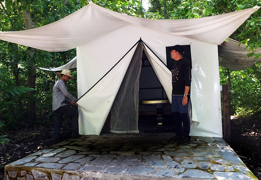 If you don’t have a tent, you can rent a glamping “cabin.”
