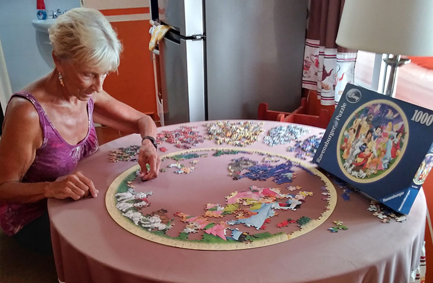 Puzzles have become a pandemic obsession for Nancy in Mazatlán.