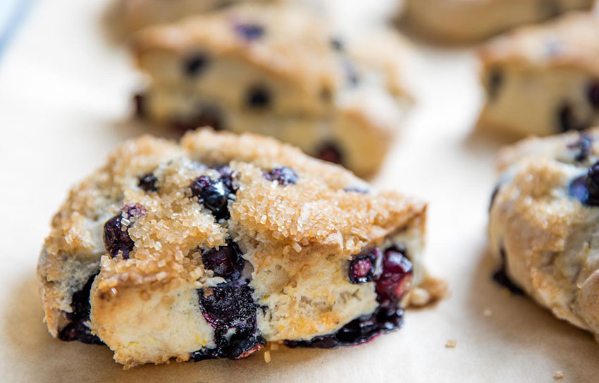 Blueberry scones, with lemon and coconut.