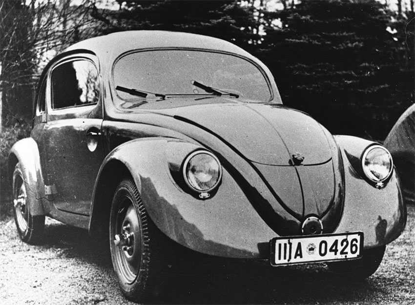 The iconic Volkswagen Beetle, a product of Nazi Germany.