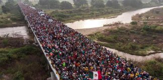 One of last year's migrant caravans crosses the southern border.