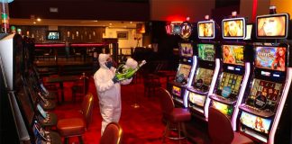 A casino is disinfected in Nuevo León, where they have been allowed to reopen.