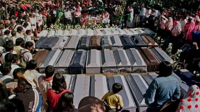 Funeral of the victims of the Chiapas massacre.