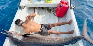 Moncada with the 56-kilo sailfish he caught last week.