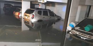 A flooded parking garage in Mexico City.