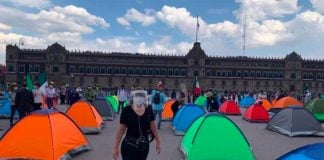 Tents of anti-AMLO protesters have sprouted in the zócalo.