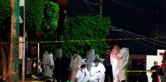 Investigators at the crime scene in Cuernavaca.