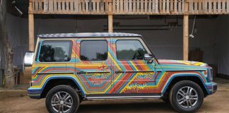 The newly-painted Mercedes SUV.