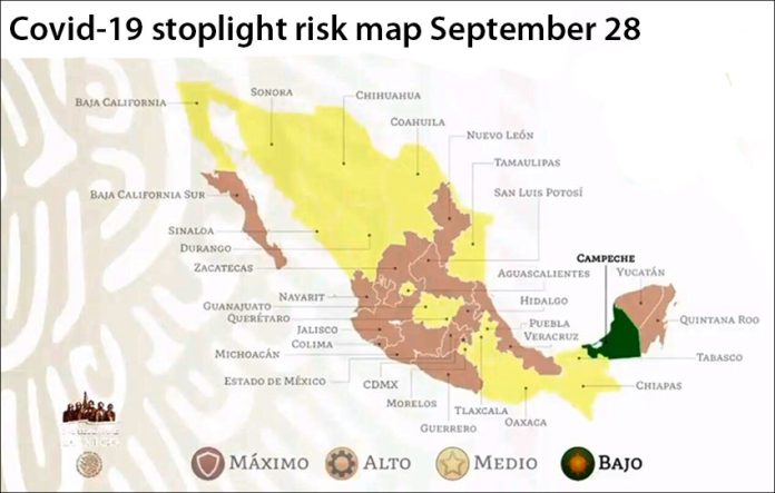 Much of Mexico is now painted yellow on the federal government's risk assessment map.