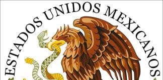 The official seal and name of Mexico.