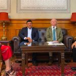 From left are Albores, who will head the Ministry of Environment, May who is to lead the Welfare Ministry, Toledo and López Obrador.