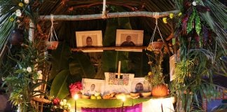 A Maya altar on display at Pixan, Festival of the Souls, in Felipe Carrillo Puerto, Quintana Roo.