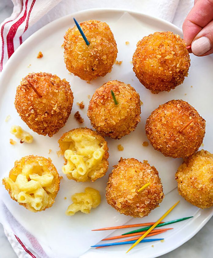 Deep-fried cheese balls—made with potato chips.