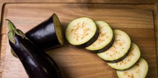 The purplish-black, pear-shaped eggplant is the most common.