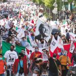 Supporters of President López Obrador march in the capital on Saturday.