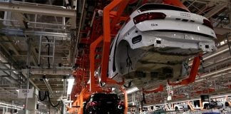 The Audi plant in Puebla, which was closed by municipal authorities on Friday.