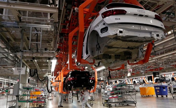 The Audi plant in Puebla, which was closed by municipal authorities on Friday.