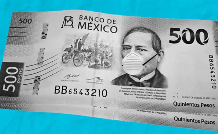 500-peso bill with face mask