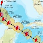 Delta's forecast track across the north end of the Yucatán Peninsula.