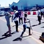 A faceoff between toll plaza occupiers on Friday.