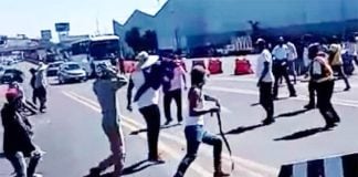 A faceoff between toll plaza occupiers on Friday.