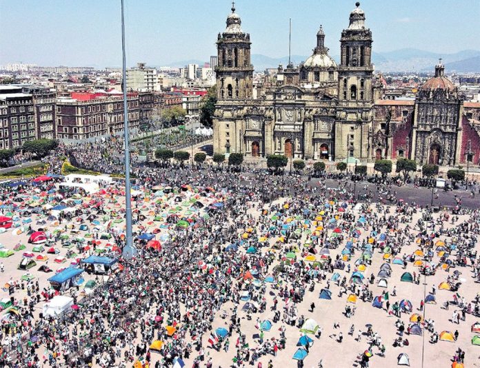 Saturday's protest in the zócalo.