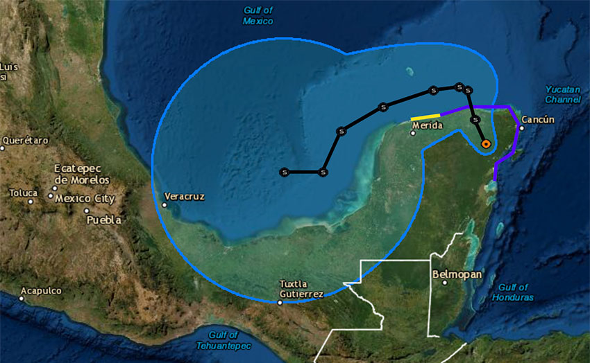 Yucatán peninsula hurricane warning replaced by storm warning