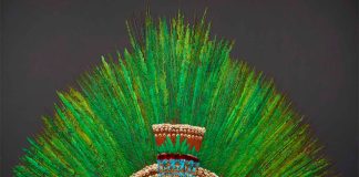 The headdress is on display at a museum in Vienna.