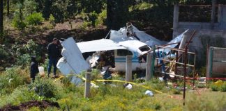 Wreckage of the plane that crashed Tuesday in Querétaro.