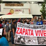 Otomí protesters at INPI offices in Mexico City.