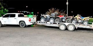 The truck and trailer stolen by thieves in Sonora on Tuesday.