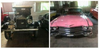 A Rolls-Royce and a pink Cadillac El Dorado