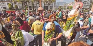 Devotees of the saint at a celebration Wednesday in Toluca, México state.