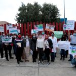 Protesters outside the Senate, hoping to prevent the abolition of 109 trust funds.