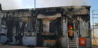 The asparagus packing plant that was set on fire in Caborca.