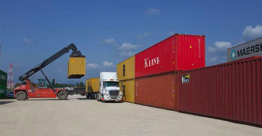 Trucks have substituted for trains to move containers, but the process is slower.