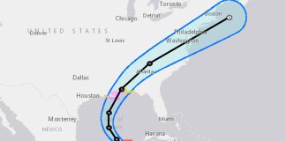 The forecast track for Hurricane Zeta.