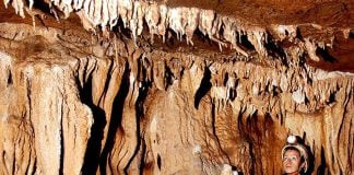 The strange beauty of this Michoacán cave hides dangerous bat guano droppings.