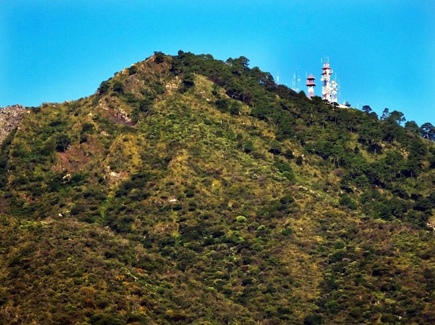 The antennas atop Ceboruco Volcano, Nayarit, seen from below