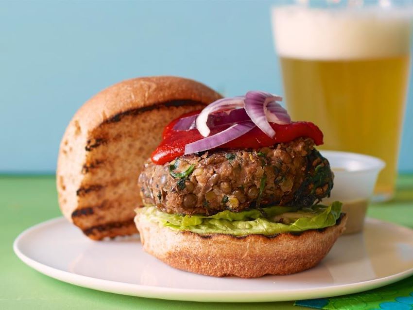 Lentil burgers are sturdy enough to grill on the barbecue.