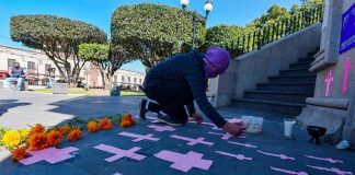 Crosses are set out in memory of women who have disappeared in México state.